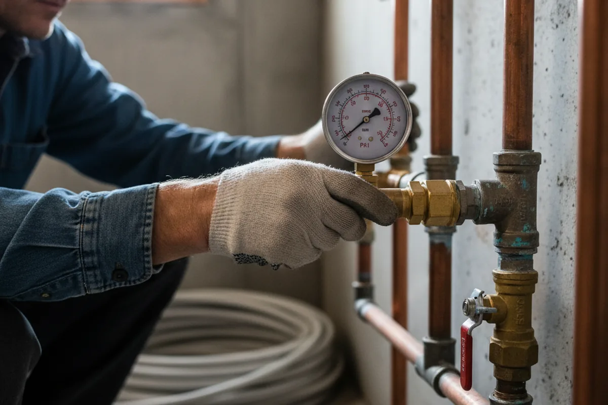 Pressure testing a repaired line during Water Line Repair in Lakeland